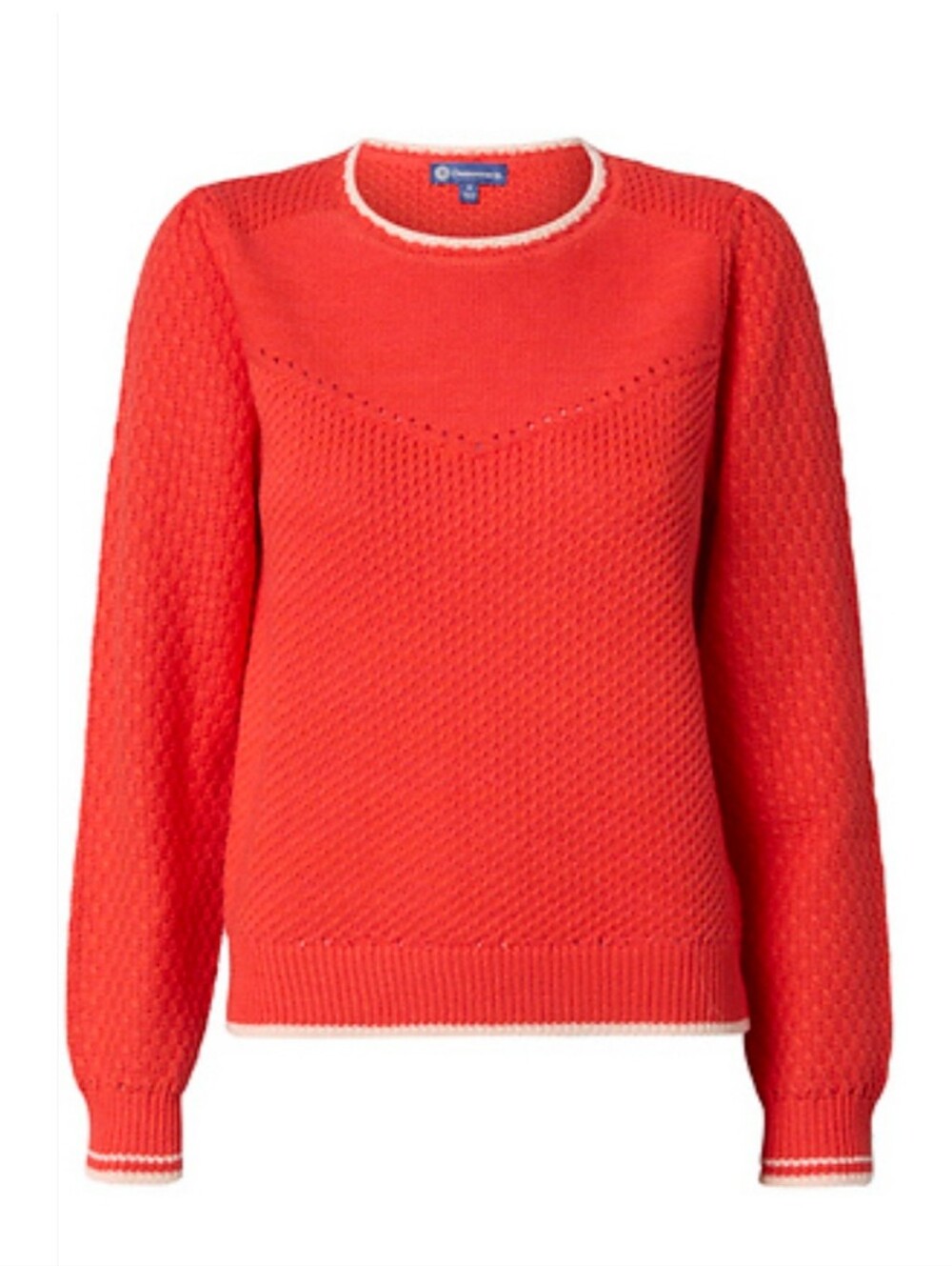 Democracy cotton blend round neck poppy red knit sweater size L